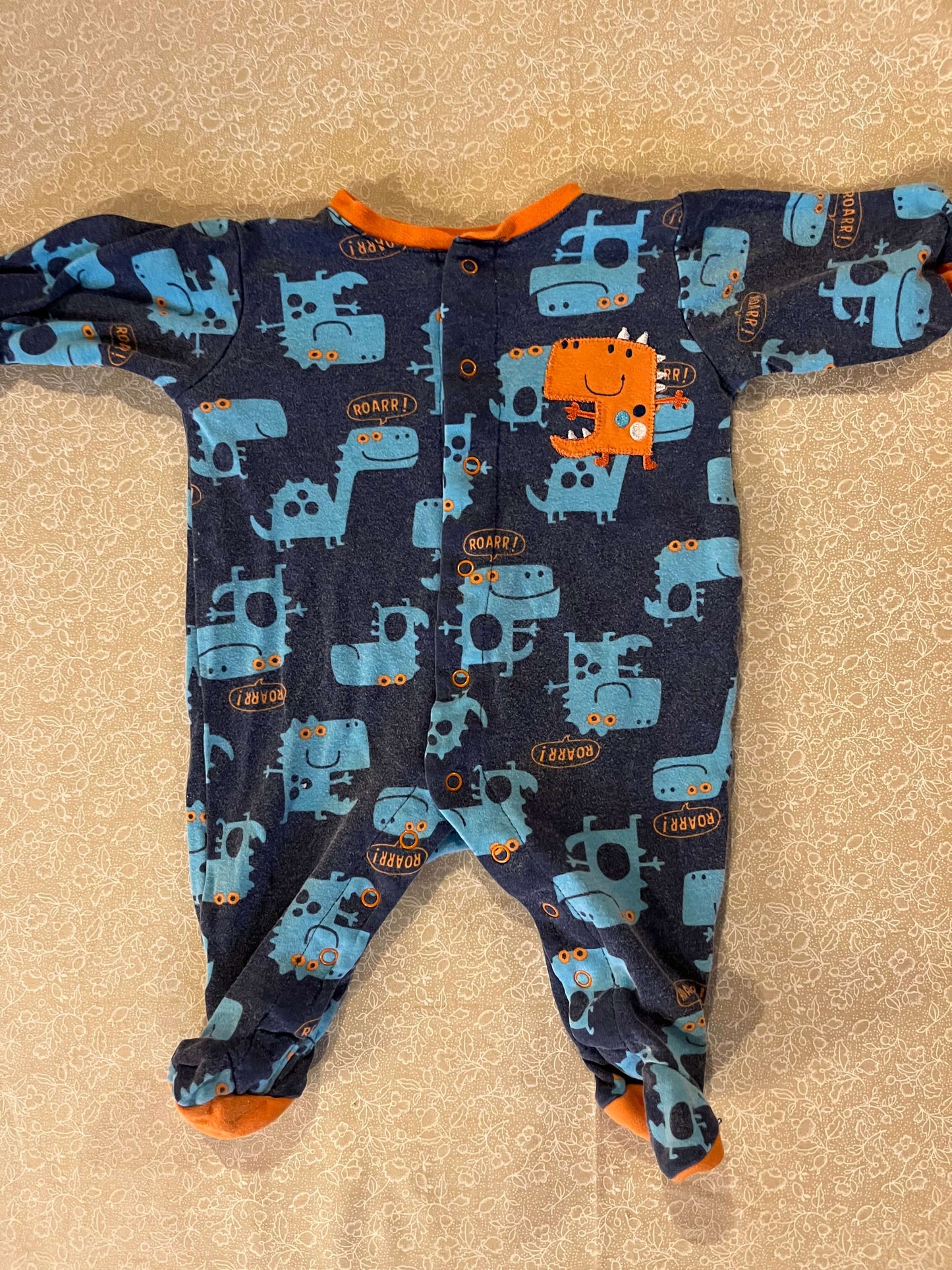 3-month-sleep-pekkle-onesie-blue-orange-dinosaur