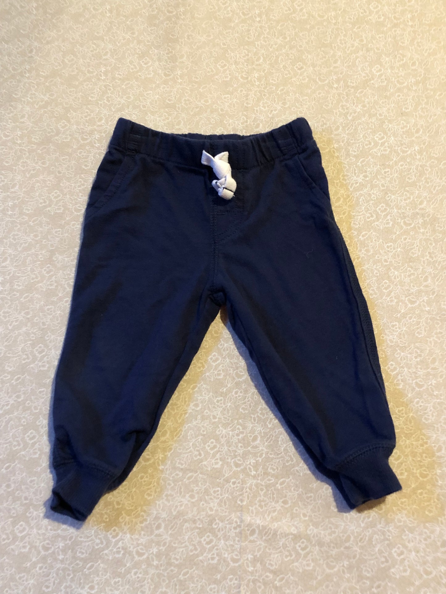 12-months-pants-carters-dark-blue-white-draw-string-pockets