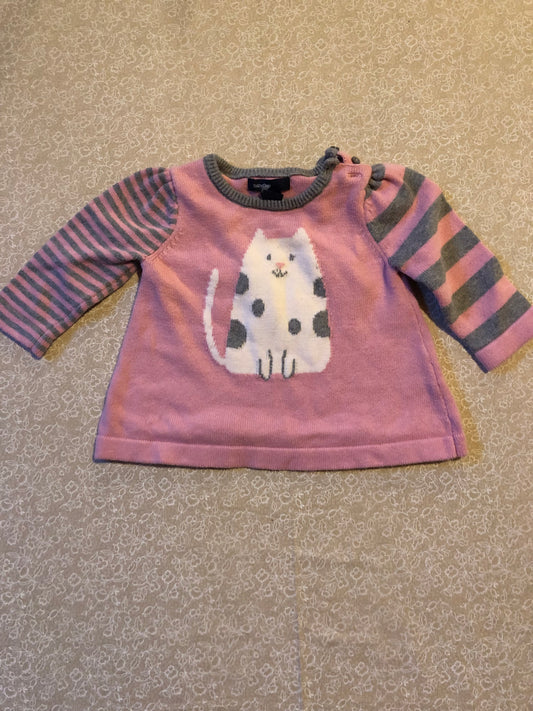 3-6-month-sweater-baby-gap-pink-grey-cat